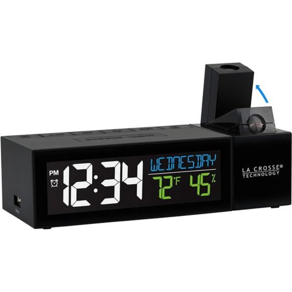 Pop-Up Bar Projection Alarm Clock with USB Charging Port, 6.51" L x 2.56" W - Picture 5 of 6